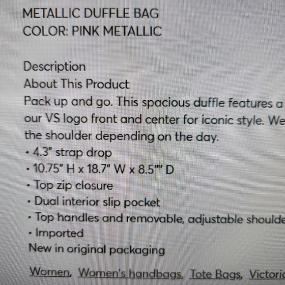 NEW! Victoria's Secret PINK Duffel Bag LARGE - Picture 3 of 13